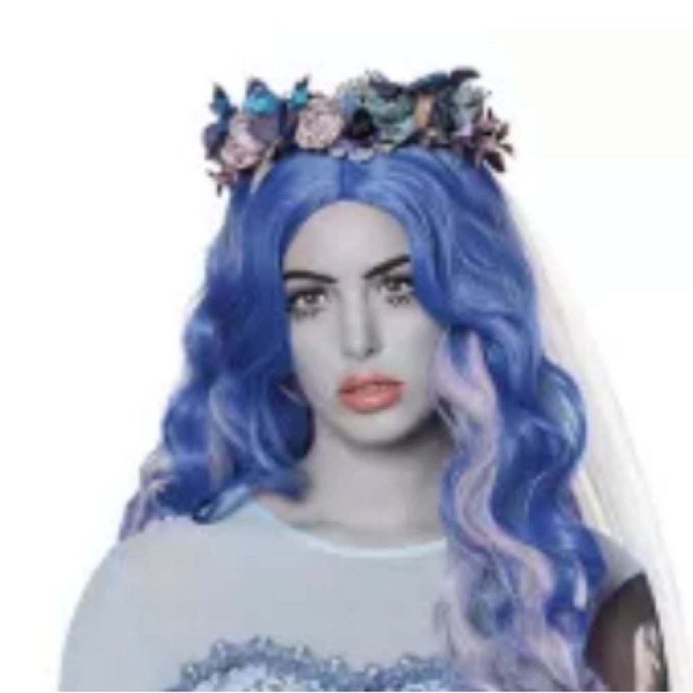 Corpse bride wig, crown, and veil set